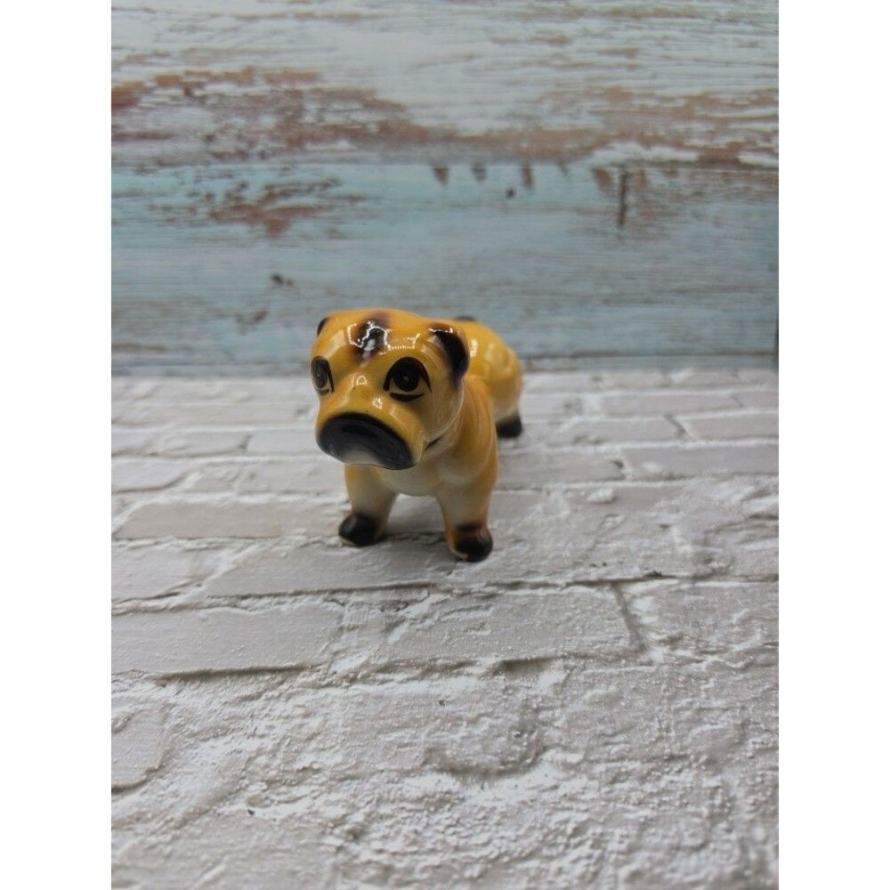 Vintage Ceramic Bulldog Puppy Figurine 6" Long Figure